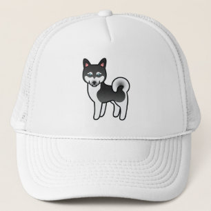 Schwarz-weiße Alaskan Klee Kai-Hundeillustration Truckerkappe