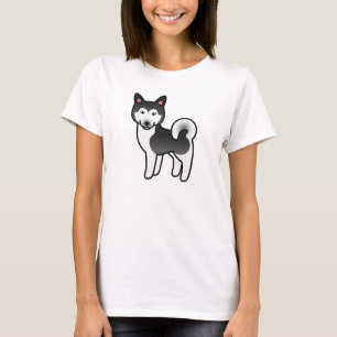 Schwarz-weiße Alaskan Malamute-Hund-Illustration T-Shirt