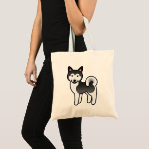 Schwarz-weiße Alaskan Malamute-Hund-Illustration Tragetasche