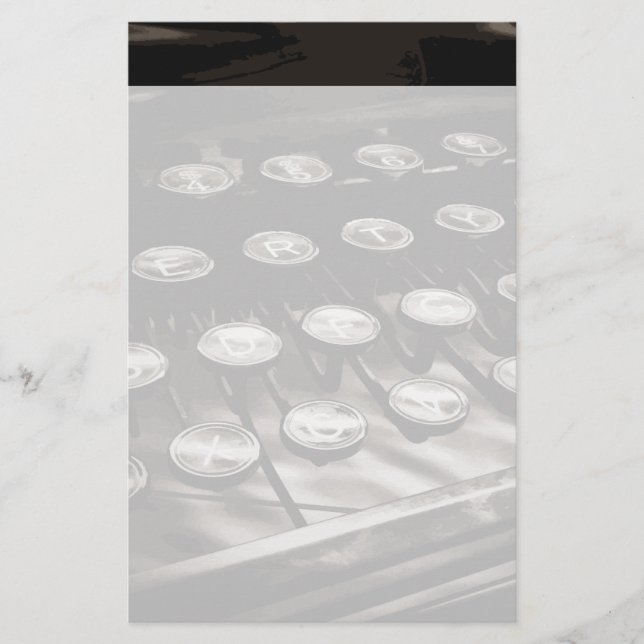 Schwarz-weiße alte Schreibschrifttasten Briefpapier (Vorderseite)