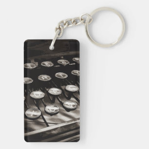 Schwarz-weiße alte Schreibschrifttasten Schlüsselanhänger