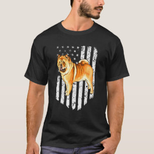 Schwarz-weiße amerikanische Fahne Chow Chow 4. Jul T-Shirt