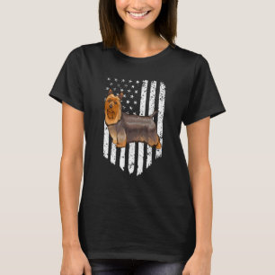 Schwarz Weiße Amerikanische Flagge Silky Terrier 4 T-Shirt