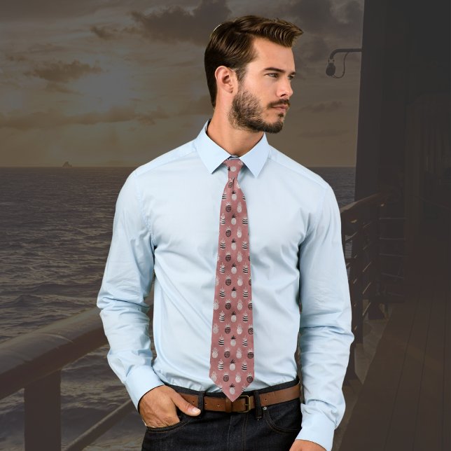 Schwarz-weiße Ananas, rosa Krawatte (Von Creator hochgeladen)