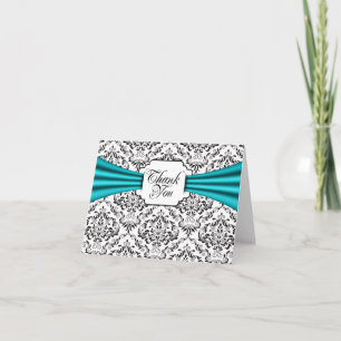 Schwarz-weiße Aqua Damask Danke, dass ihr Karten h
