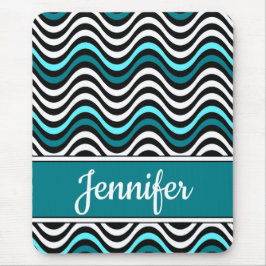 Schwarz-weiße Aquamarine, fette Streifen Mousepad