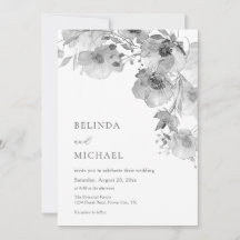 Schwarz-Weiße Aquarellblumen Casual Hochzeit