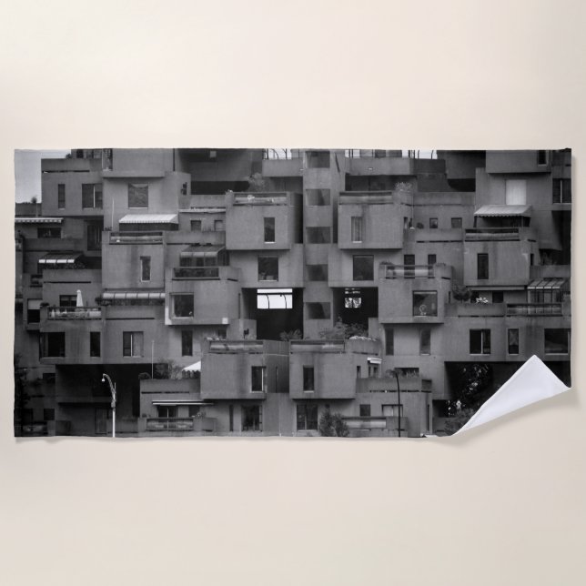 Schwarz-weiße Architektur  Strandtuch (Vorderseite)