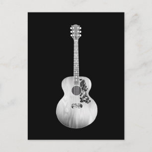 Schwarz-weiße Art Acoustic Gitarre Musikinstrument Postkarte