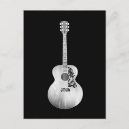 Schwarz-weiße Art Acoustic Gitarre Musikinstrument Postkarte