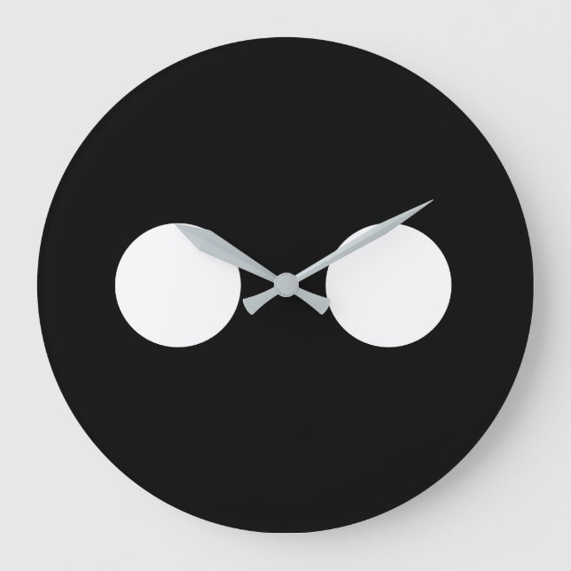 Schwarz-weiße Augen Funny Niedlich Face Trendy Große Wanduhr (Vorderseite)