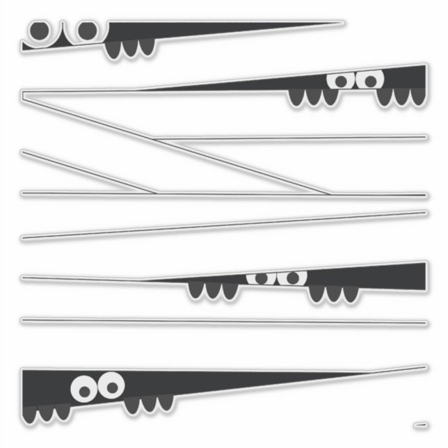 Schwarz-weiße Augen pinkeln Mummy Halloween Aufkleber (Vorderseite)