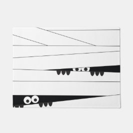Schwarz-weiße Augen pinkeln Mummy Halloween Fußmatte