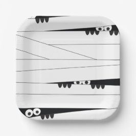 Schwarz-weiße Augen pinkeln Mummy Halloween Pappteller