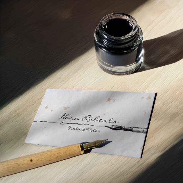 Schwarz-weiße Autoren Dip Pen Handmade Paper Visitenkarte (Von Creator hochgeladen)