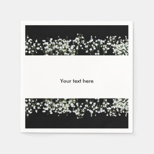 Schwarz-weiße Babys-Breath-Blumen-Hochzeitsserviet Serviette