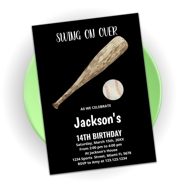 Schwarz-weiße Baseball-Geburtstagseinladungen Einladung (Von Creator hochgeladen)