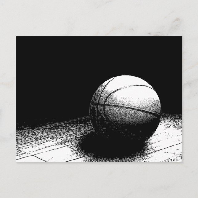 Schwarz-weiße Basketball-Kunst Postkarte (Vorderseite)