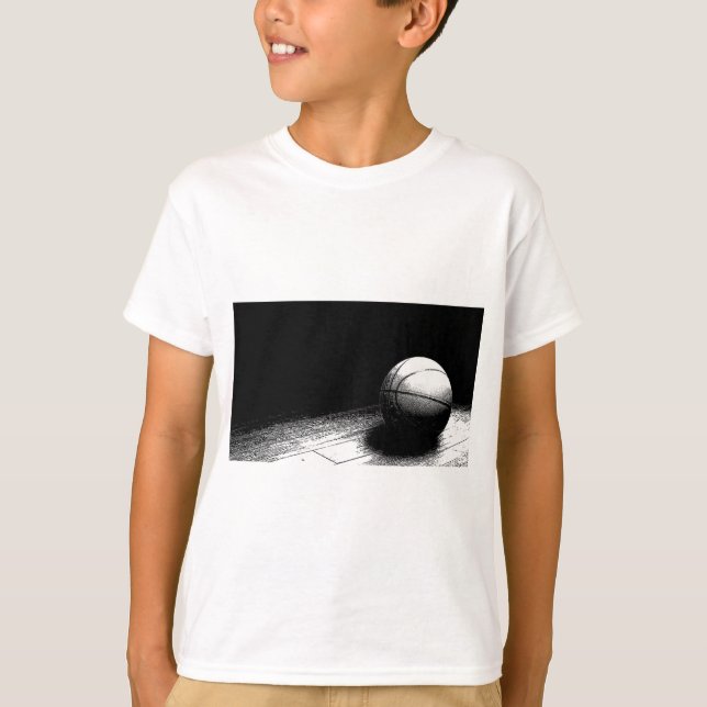 Schwarz-weiße Basketball-Kunst T-Shirt (Vorderseite)