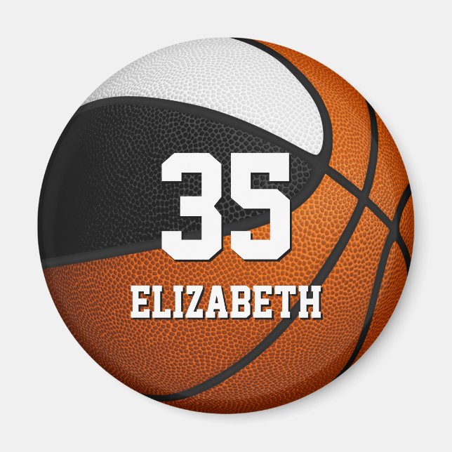 Schwarz-weiße Basketballmannschaft Magnet (Vorne)