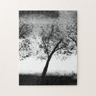 Schwarz-weiße Bäume Elegant minimalistischer Natur Puzzle