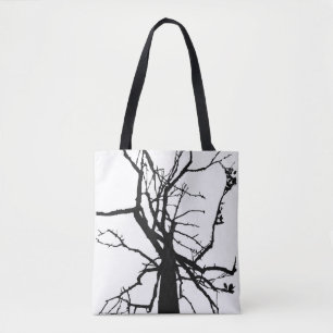 Schwarz-weiße Baumzweige Abstrakt Tote Bag