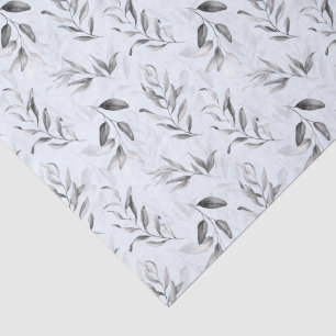 Schwarz-weiße Blätter auf blau getönter Babyparty Seidenpapier