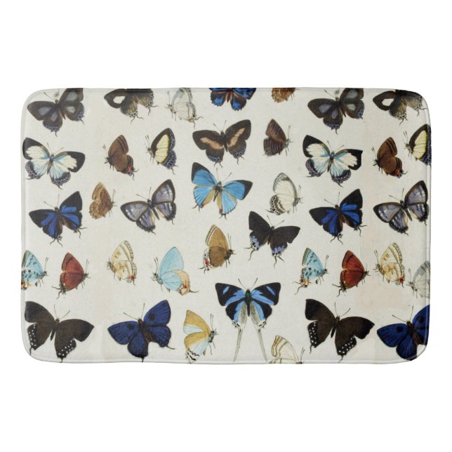 SCHWARZ-WEISSE BLAUE BUTTERFLIES Schönheit Natur L Badematte (Vorderseite)