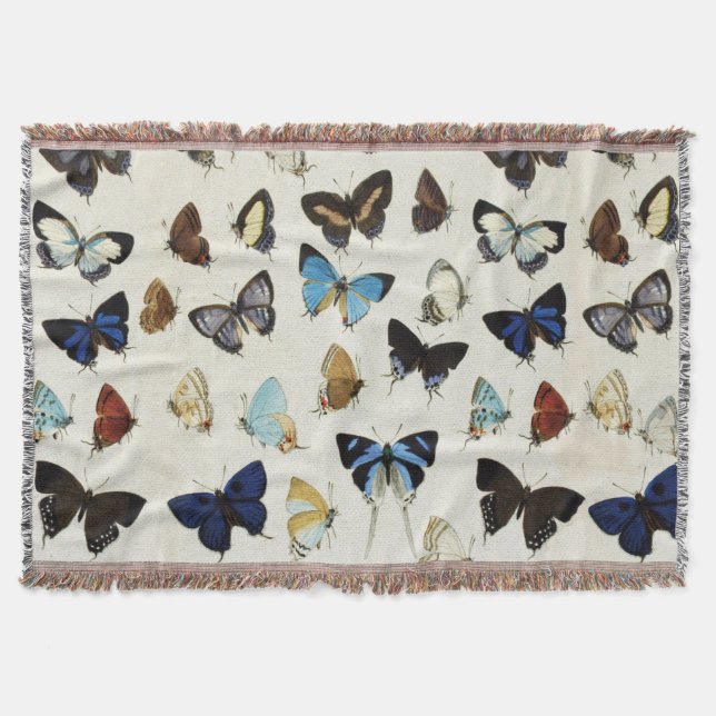 SCHWARZ-WEISSE BLAUE BUTTERFLIES Schönheit Natur L Decke (Vorderseite)
