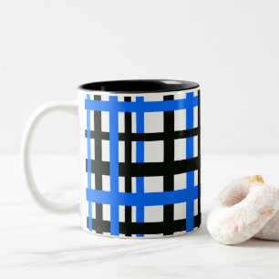 Schwarz-weiße blaue Streifen Zweifarbige Tasse