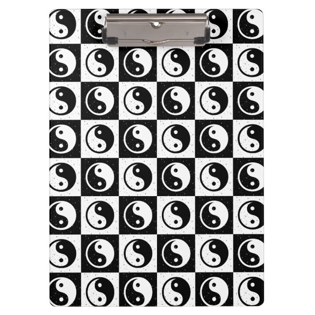 Schwarz-weiße Blockdruckaufzeichnung Yin-Yang Klemmbrett (Vorderseite)