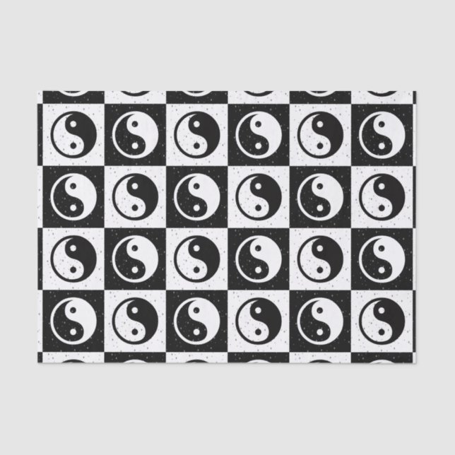 Schwarz-weiße Blockdruckaufzeichnung Yin-Yang Seidenpapier (Vorderseite)