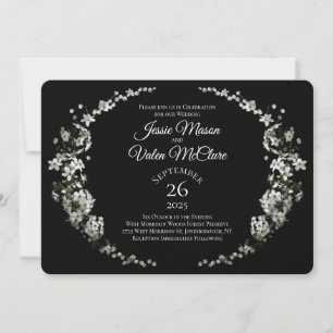 Schwarz-weiße Blume Elegante Hochzeit Einladung