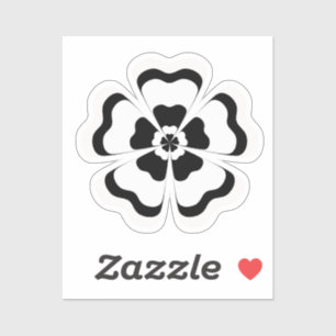 Schwarz-weiße Blume Form Monogramm Aufkleber