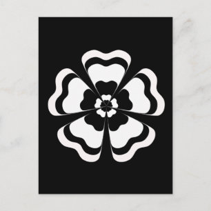 Schwarz-weiße Blume Form Monogramm Postkarte