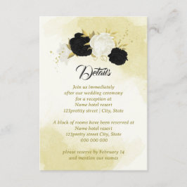 Schwarz-weiße Blume Gold Blätter Begleitkarte