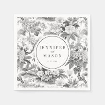 Schwarz-weiße Blume Hochzeitszeitszettel