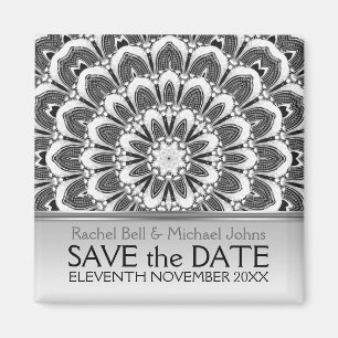 Schwarz-weiße Blume SavetheDate-Magnet Magnet