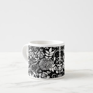 Schwarz-weiße Blumen-Espresso- oder Eggnog-Tasse Espressotasse