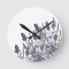 Schwarz-weiße Blumen Runde Wanduhr