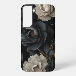 Schwarz-Weiße Blumen Samsung Galaxy Hülle