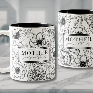 Schwarz-weiße Blumenmutter Zweifarbige Tasse