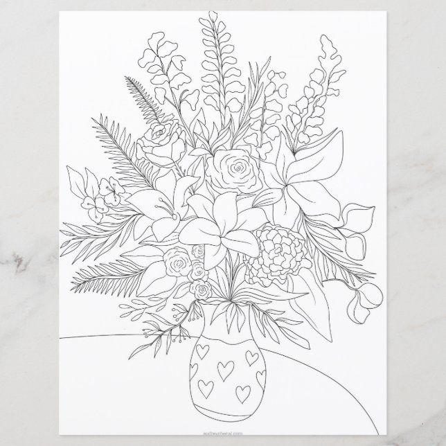 Schwarz-weiße Blumenstrauß-Illustration (Vorderseite)