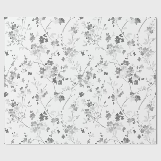 schwarz-weiße Blumenverpackungspapier Geschenkpapier (Flach)