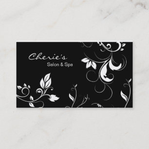 Schwarz-weiße BlumenWirbelsgeschäftskarte Visitenkarte