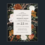 Schwarz-weiße Blumenzettel laden Sie ein Flyer<br><div class="desc">Budget rustikale Aquarellblumen Hochzeit einladen und Details Karte. Mit schönem Rost,  Terrakotta,  Rosa rot,  schwarz,  Naturcreme und Salbei grüne Pampas Gras Eukalyptus Aquarell Details. Diese moderne Hochzeitsfeier lädt zum Set des Stils für Ihren großen Tag ein.</div>