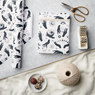 Schwarz-weiße Boho Moon-Hand Geschenkpapier