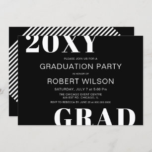 Schwarz-weiße Bold Typografy Graduation Party Einladung