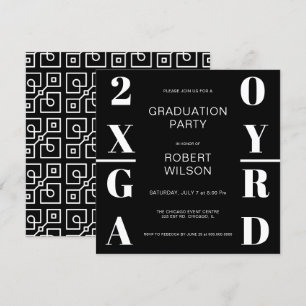 Schwarz-weiße Bold Typografy Graduation Party Invi Einladung