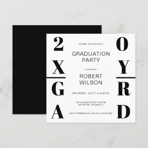 Schwarz-weiße Bold Typografy Graduation Party Invi Einladung